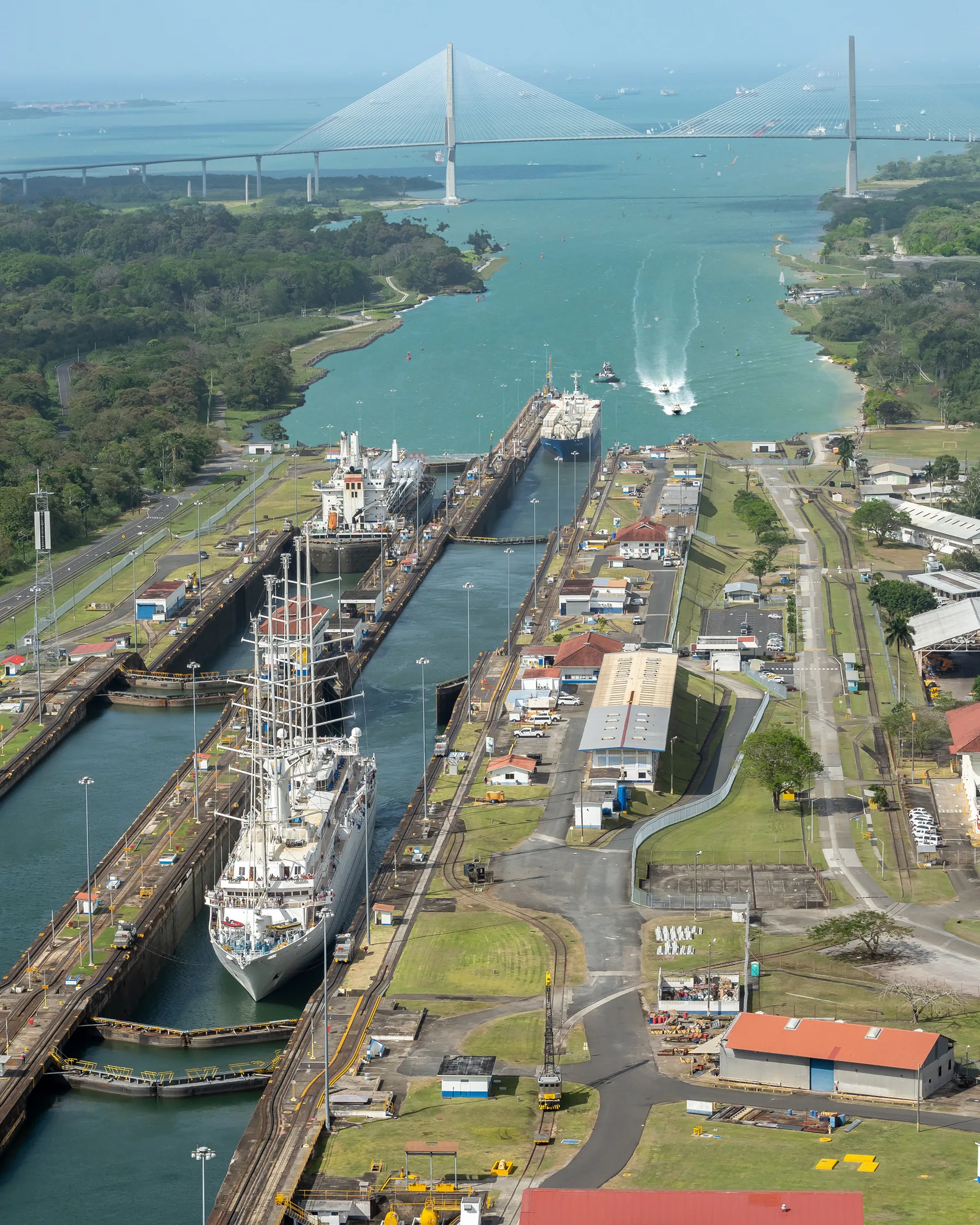 Vessels transiting the Panama Canal locks
