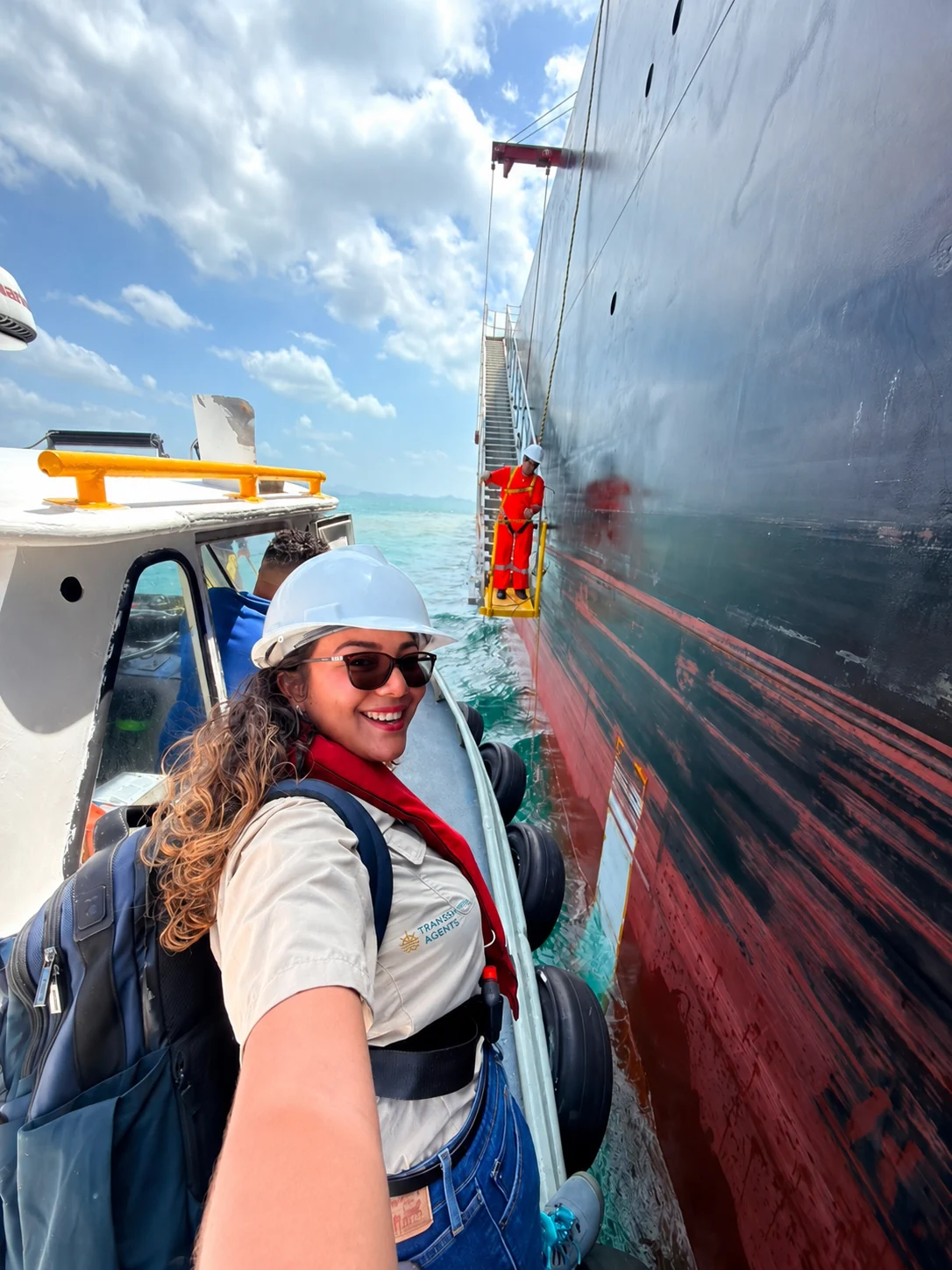 Ericka Evans boarding a vessel during maritime operations in Panama