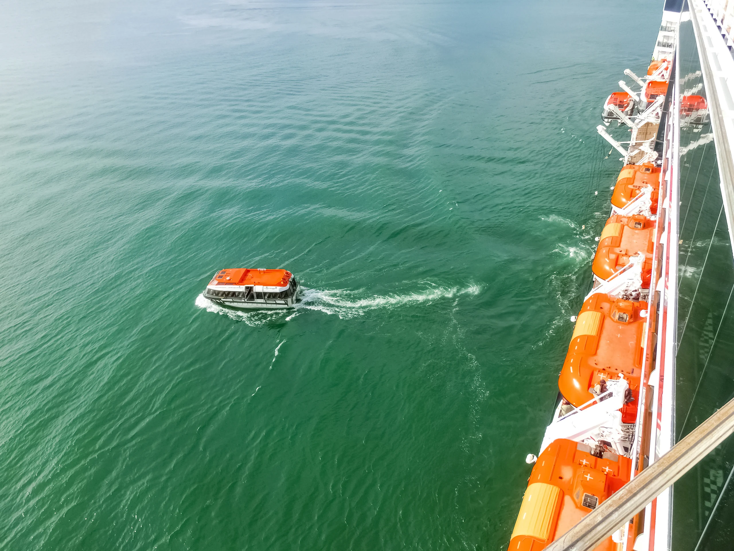 Life boats on the side of a large boat or superyacht